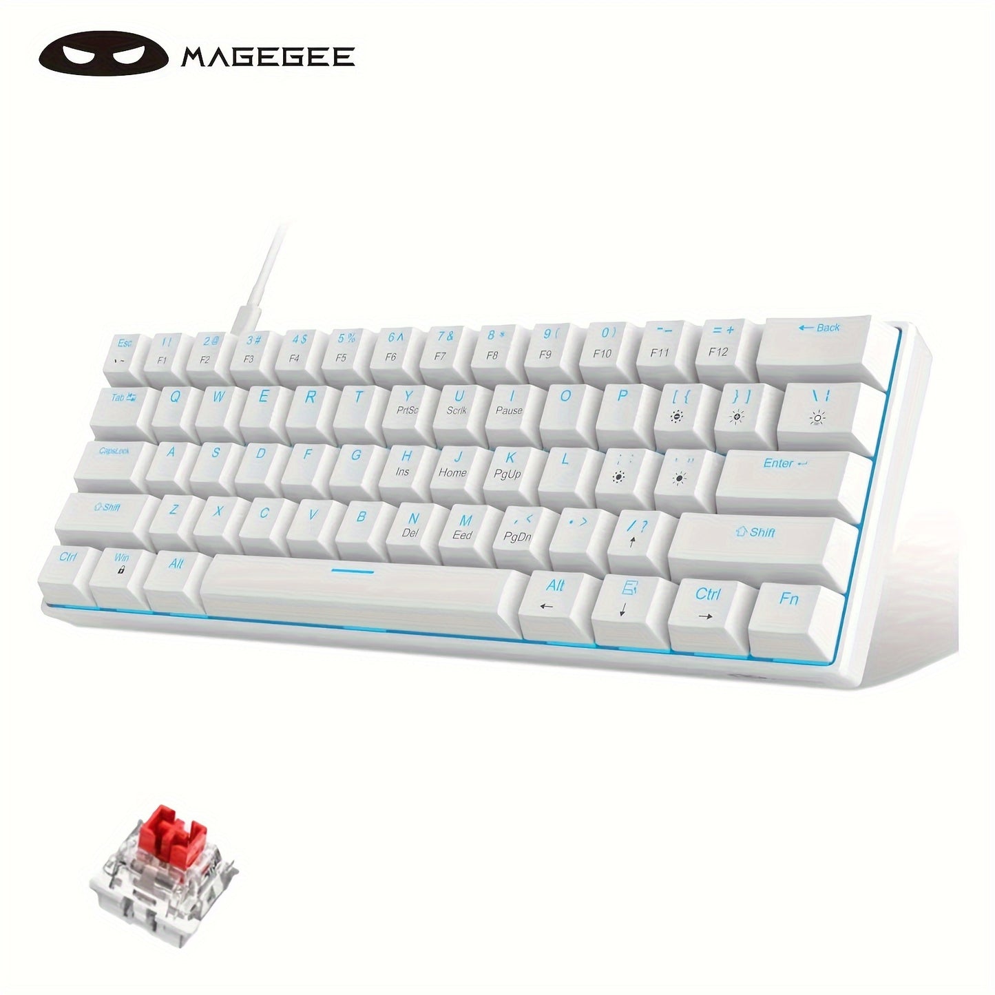 Tastatura gaming mageGee 60% mecanica cu switch-uri blue și iluminare LED