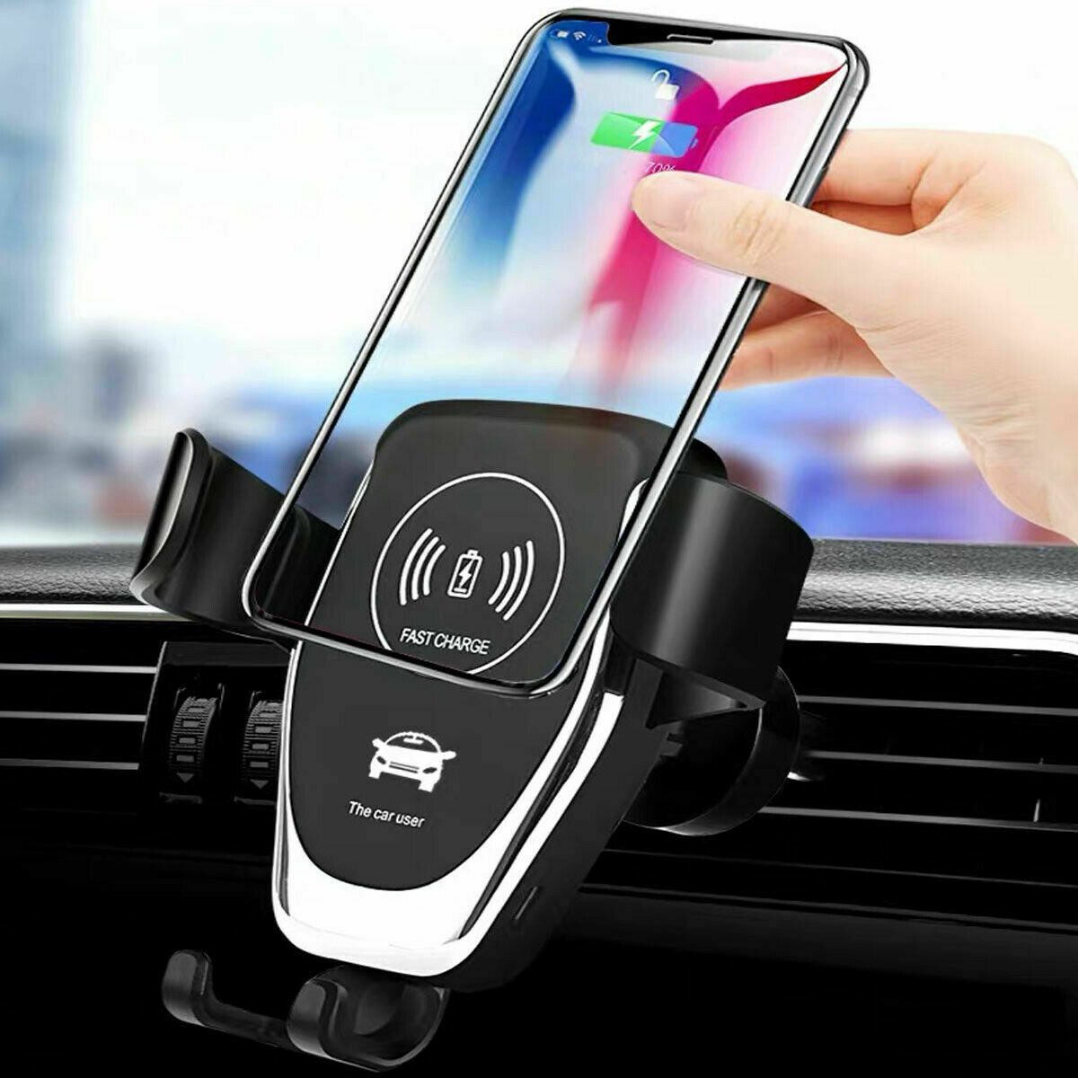 Suport auto wireless 10W QI cu încărcare rapidă și prindere automată