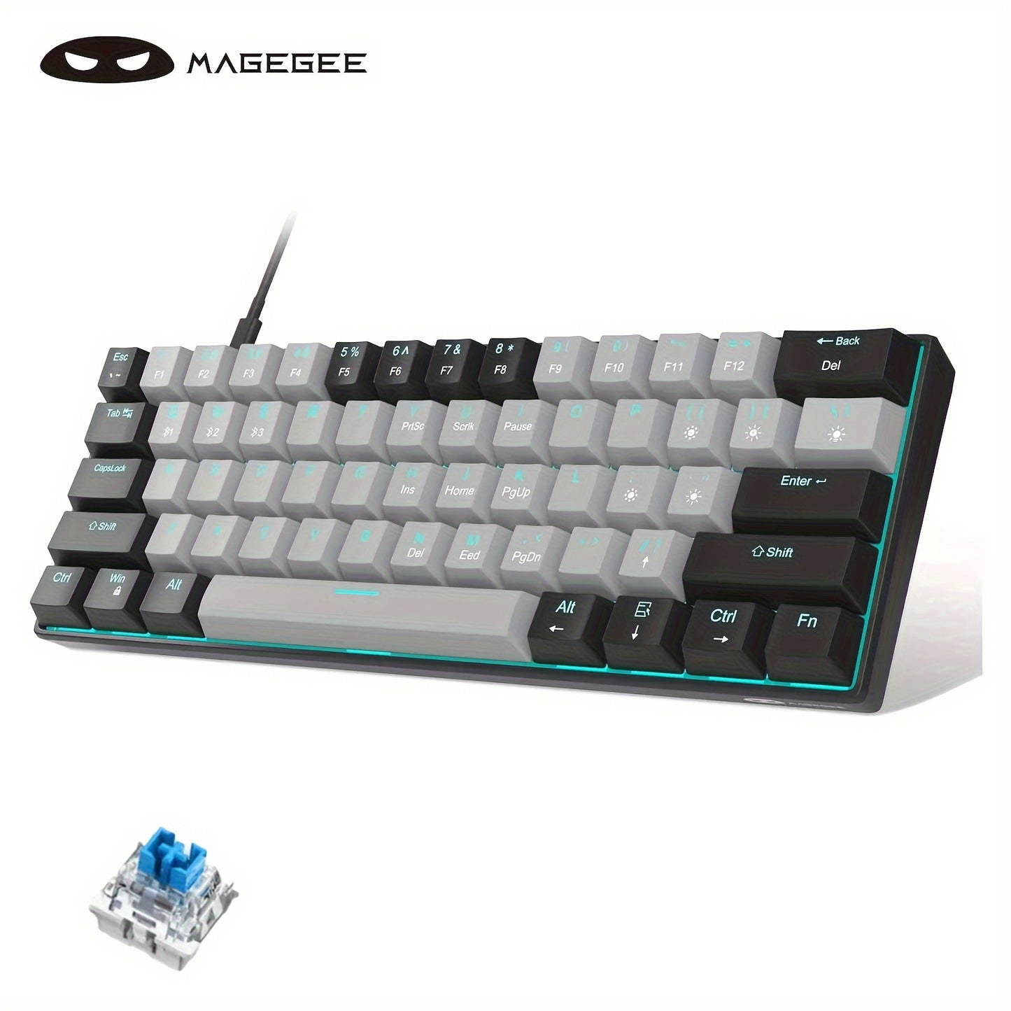 Tastatura gaming mageGee 60% mecanica cu switch-uri blue și iluminare LED