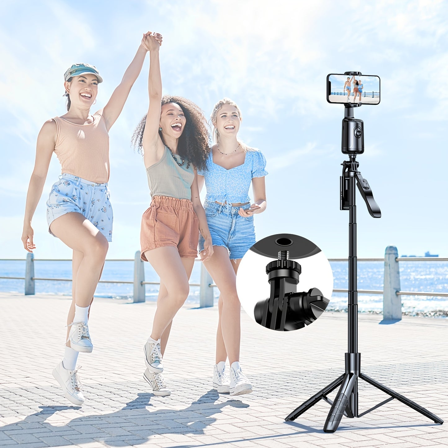Trepied Inteligent Auto cu Urmărire 360° pentru Telefon – Ideal Vlog și Live Streaming