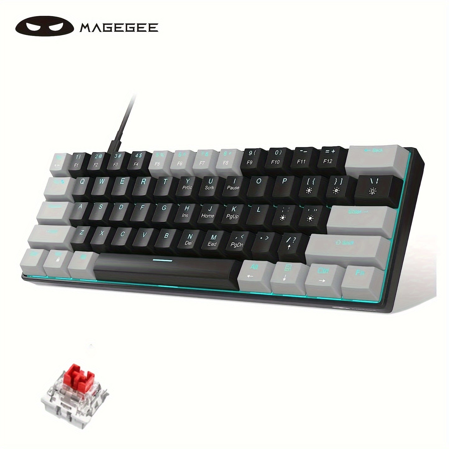 Tastatura gaming mageGee 60% mecanica cu switch-uri blue și iluminare LED