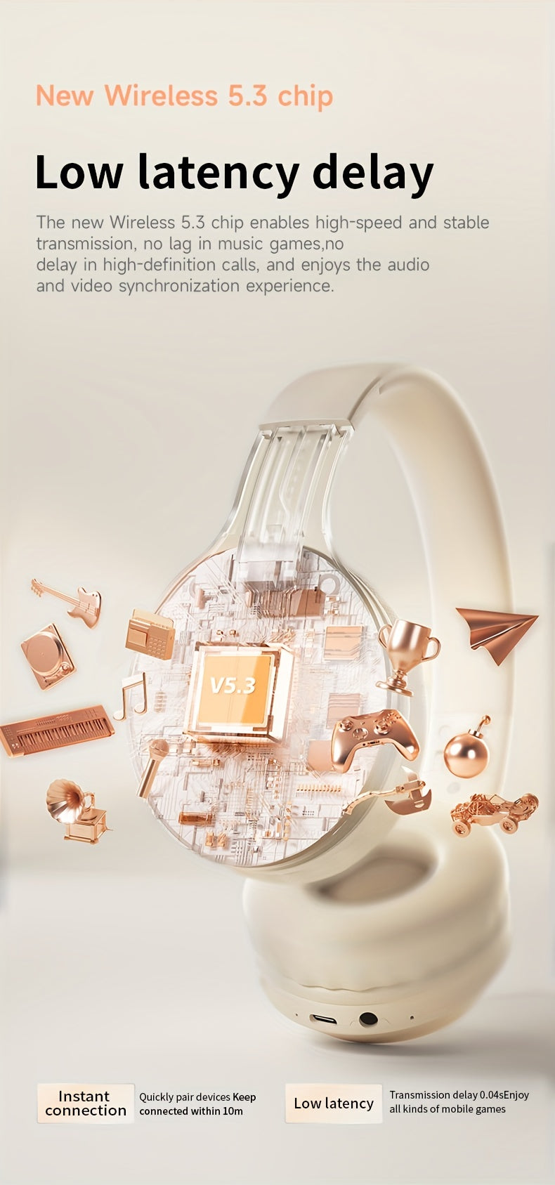 Căști Wireless Picun B-01S HiFi Over-Ear cu Bass Puternic