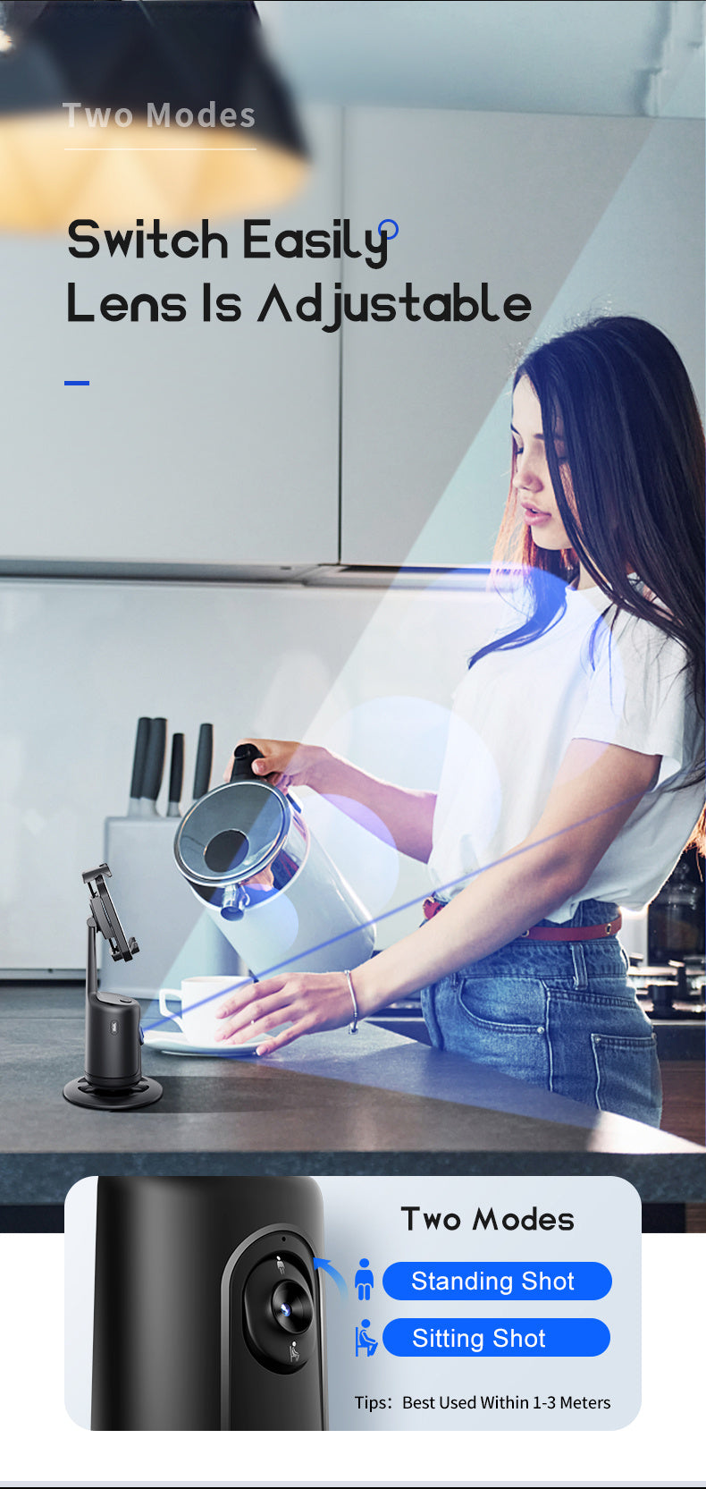 Trepied Inteligent Auto cu Urmărire 360° pentru Telefon – Ideal Vlog și Live Streaming