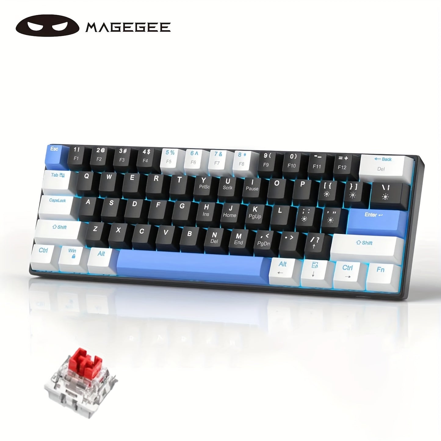 Tastatura gaming mageGee 60% mecanica cu switch-uri blue și iluminare LED