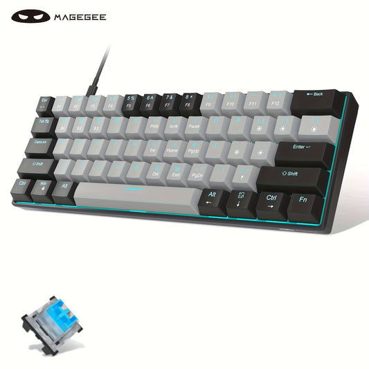 Tastatura gaming mageGee 60% mecanica cu switch-uri blue și iluminare LED