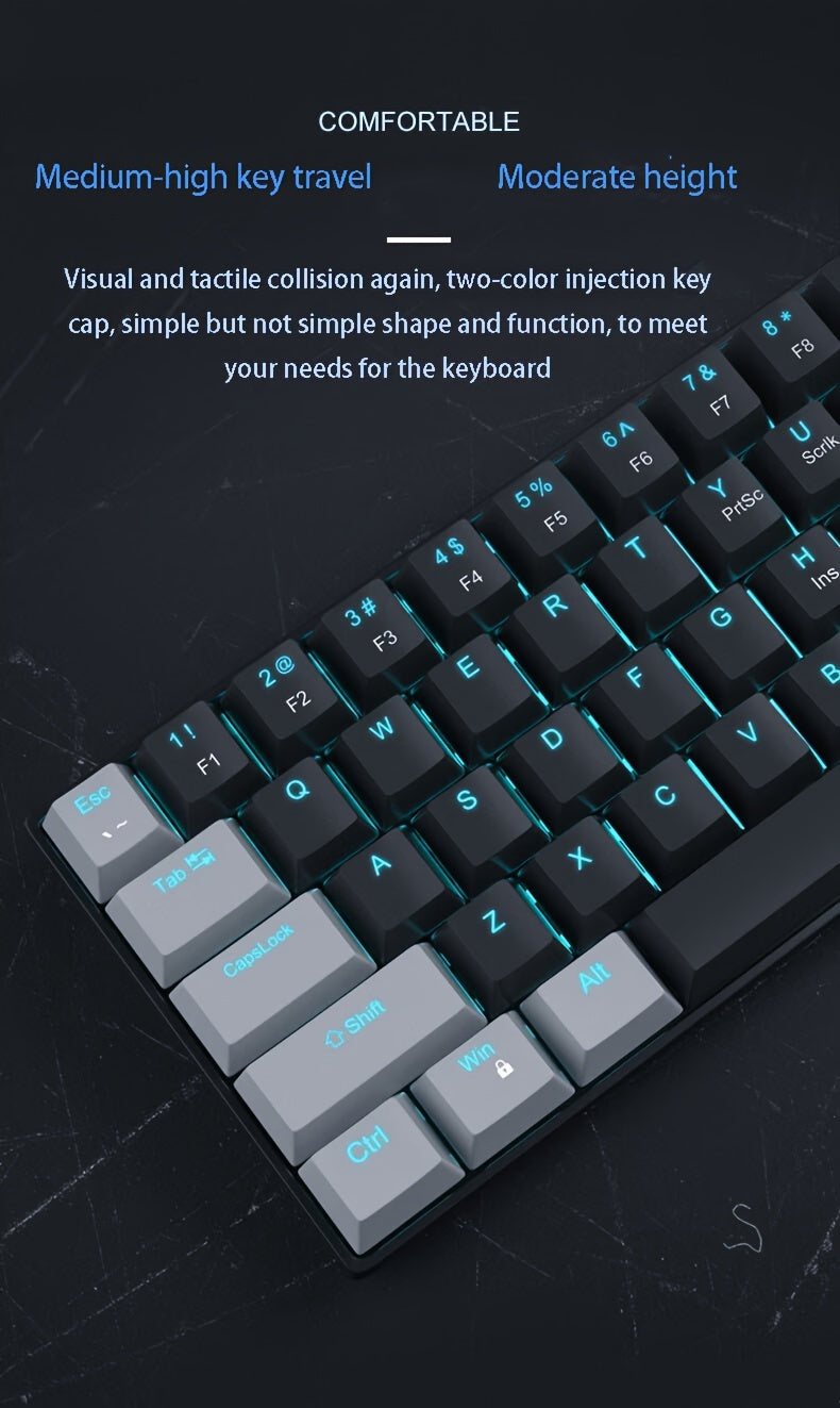 Tastatura gaming mageGee 60% mecanica cu switch-uri blue și iluminare LED