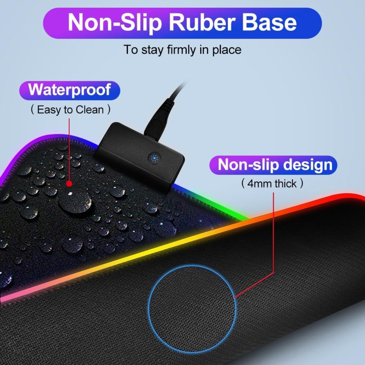 Mouse Pad Gaming Ninja Dragons RGB, Dimensiune Mare, Iluminare cu Control One-Touch
