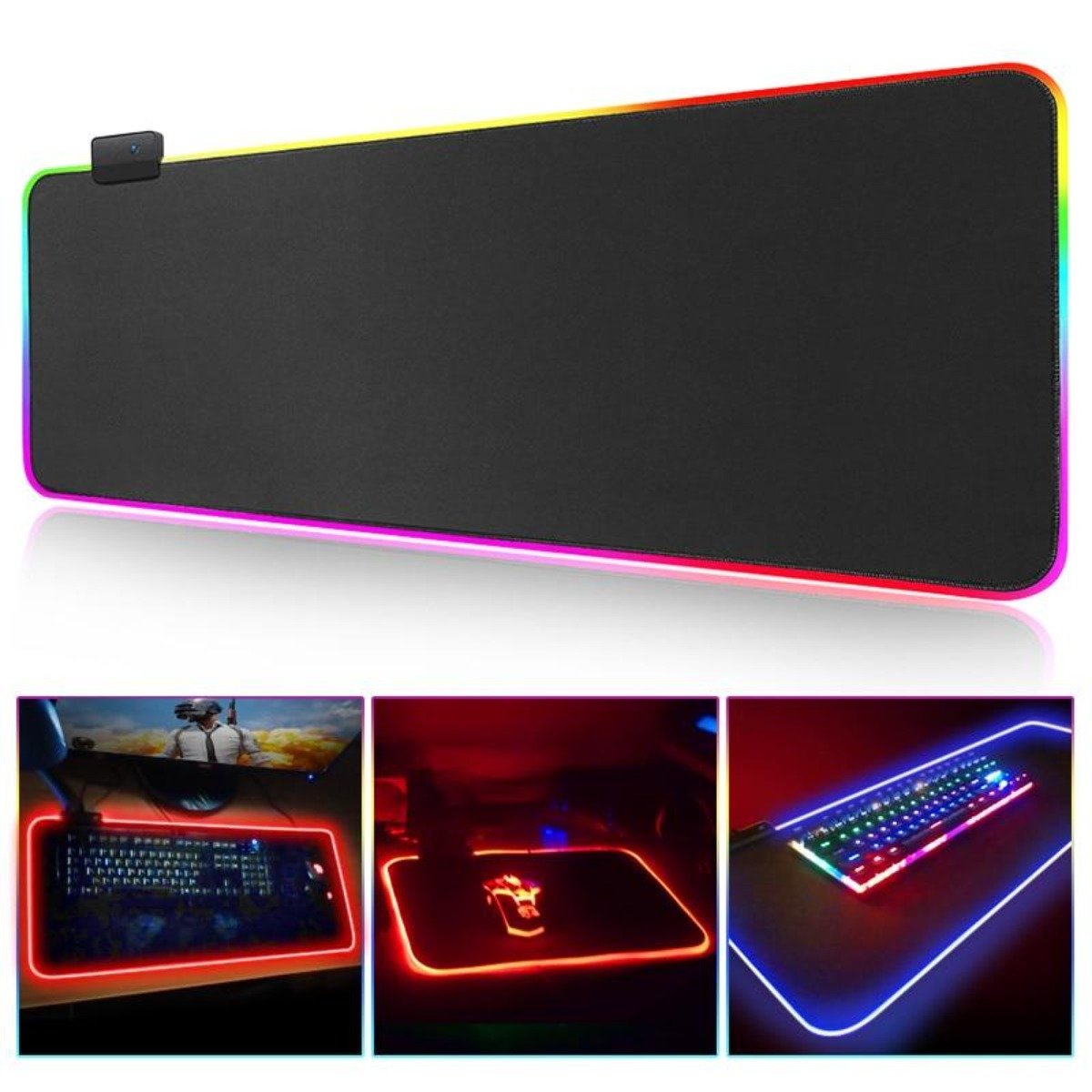 Mouse Pad Gaming Ninja Dragons RGB, Dimensiune Mare, Iluminare cu Control One-Touch